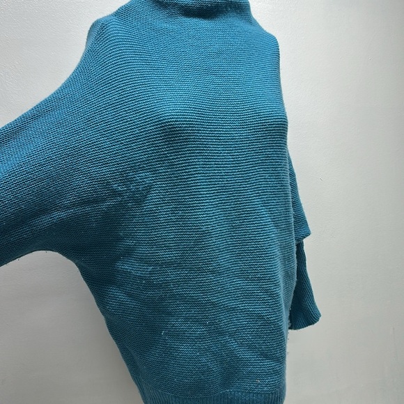 The Reset R Label Sweater Wool Cashmere Knit High Neck Boxy Teal Blue Size XS - Picture 5 of 8